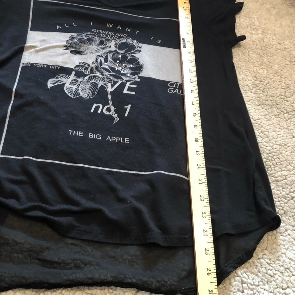 Dress Barn T-shirt Black with Rhinestones Size M - Picture 5 of 9